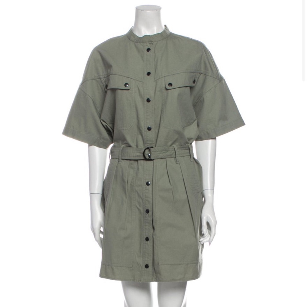 Isabel Marant Sage Green Utility Shirt Mini Dress - Picture 3 of 5